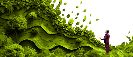 Grüne wellenförmige Fläche, dessen Oberfläche aus Pflanzen besteht